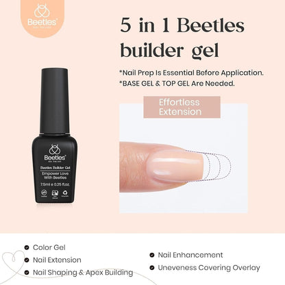 Beetles Builder Gel for Nails, 12 Colors 5 in 1 Milky White Pink Nude Neutral Pastle Nail Gel Polish Jelly Gel Extension Gel Strengthener Gel Cover Gel Apex Builder UV Nail Gel Gift for Women