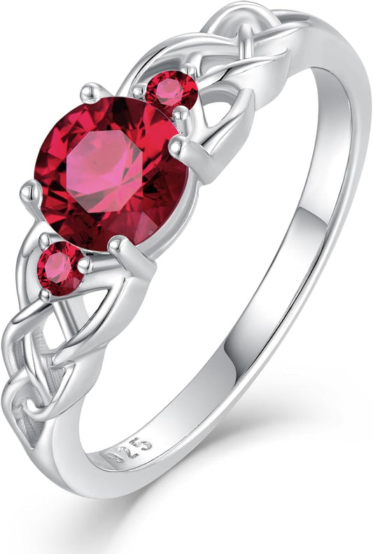 Celtic Knot Ring for Women 925 Sterling Silver 3-Stone Promise Ring Size 5-10 - WORLD TIME VISITS