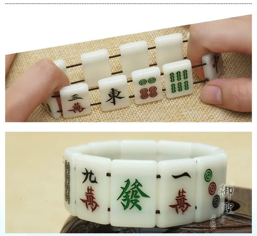 Creative Retro Chinese Style Mahjong Bangles Mah Jongg Bracelet for Men Women Gifts