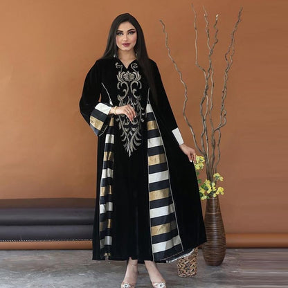 Abayas for Women Muslim Long Sleeve Embroidery Applique Maxi Kaftan Dresses Casual Loose Full Cover Islamic Dubai Robe