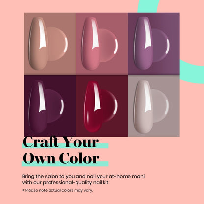 Beetles Gel Nail Polish Kit with Uv Light 48W LED Nail Lamp,6 Colors Nude Neutral Gel Polish Starter Kit Peach Pink Purple Burgundy Red Manicure Set Soak off Gel Polish Base Gel Top Coat Gifts for Her