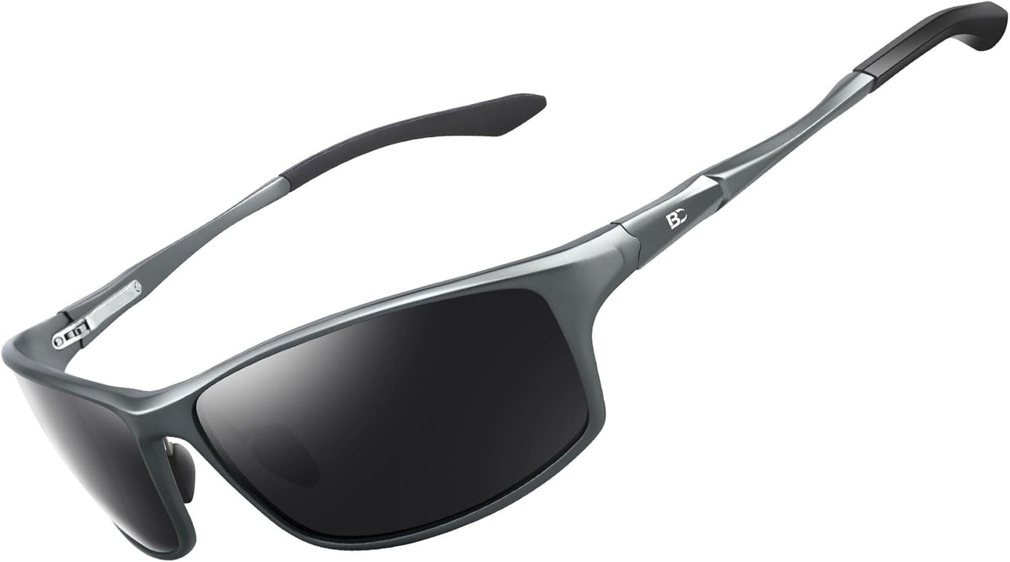 Polarized Mens Sunglasses: UV Protection Sports Shades for Men Women Sport Driving with Al-Mg Frame