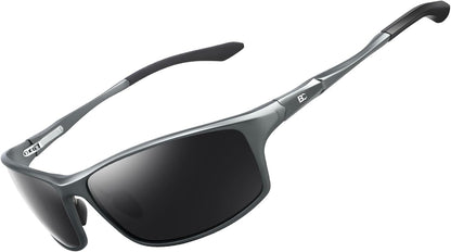 Polarized Mens Sunglasses: UV Protection Sports Shades for Men Women Sport Driving with Al-Mg Frame