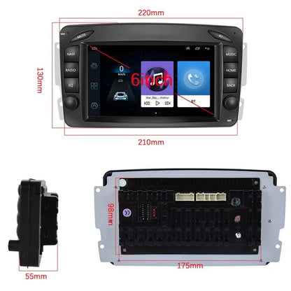 AMPRIME Android 11 GPS +Wifi+Fm/Rds +BT Car Radio Stereo 2 Din 7'' HD Touch Screen Car MP5 Player Autoradio for Para Mercedes-Benz/Clk/W209/E-W210/Clase C/W203/Slk/W170/Clk/C208/W208/M/Ml/W168/G/W463/Viano/W639/Vito/W639/