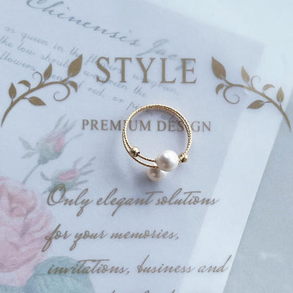 Minimalist Open Rings Adjustable Crystal Pearl Jewelry Anniversary Gifts for Her (Double Laps) (Crystal Pearls)