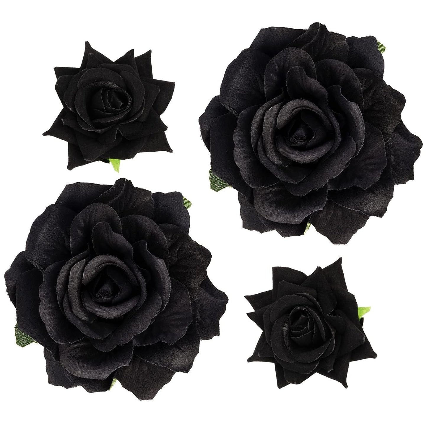 Rose Hair Clip Flower Hairpin Rose Brooch Floral Clips, 4 Pcs Fabric Rose Flowers Hair Clips Mexican Hair Flowers Pin up Headpieces for Woman Girl Wedding Party Mother'S Day (Black)
