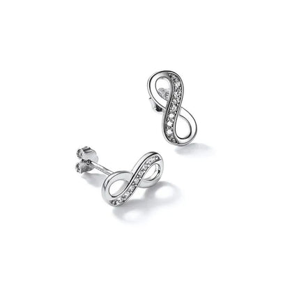 925 Sterling Silver Cubic Zirconia Infinity Symbol Stud Earrings for Women Girls