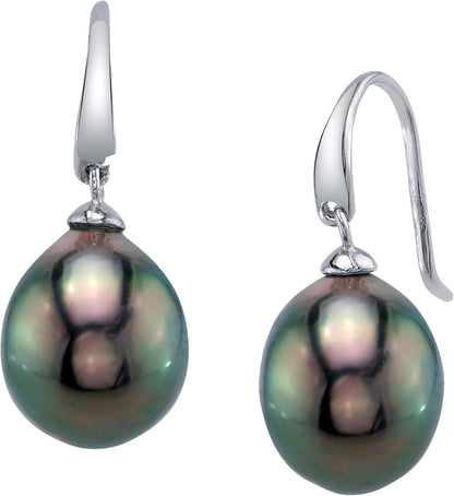 Genuine Baroque Black Tahitian South Sea Cultured Pearl Rosalind Earrings for Women - WORLD TIME VISITS