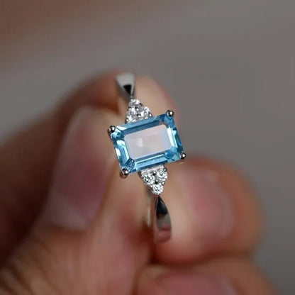 Exquisite Women'S 925 Sterling Silver Ring Princess Cut Mystic Rainbow Topaz Engagement Diamond Jewelry Christmas Birthday Proposal Gift Halloween Party Wedding Band Rings Size 6 - 10