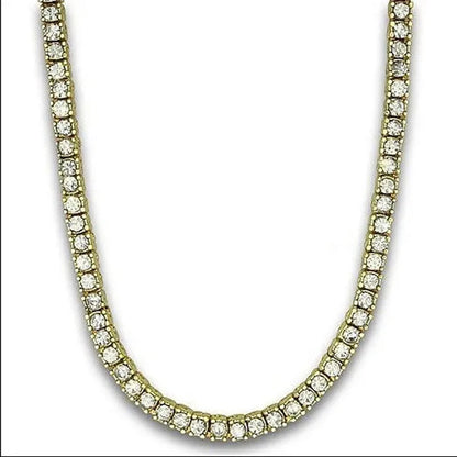 Gold Silver Clear Cz Stones Iced Out Men 1 Row 24Inch 30Inch Chain Hip Hop Necklace