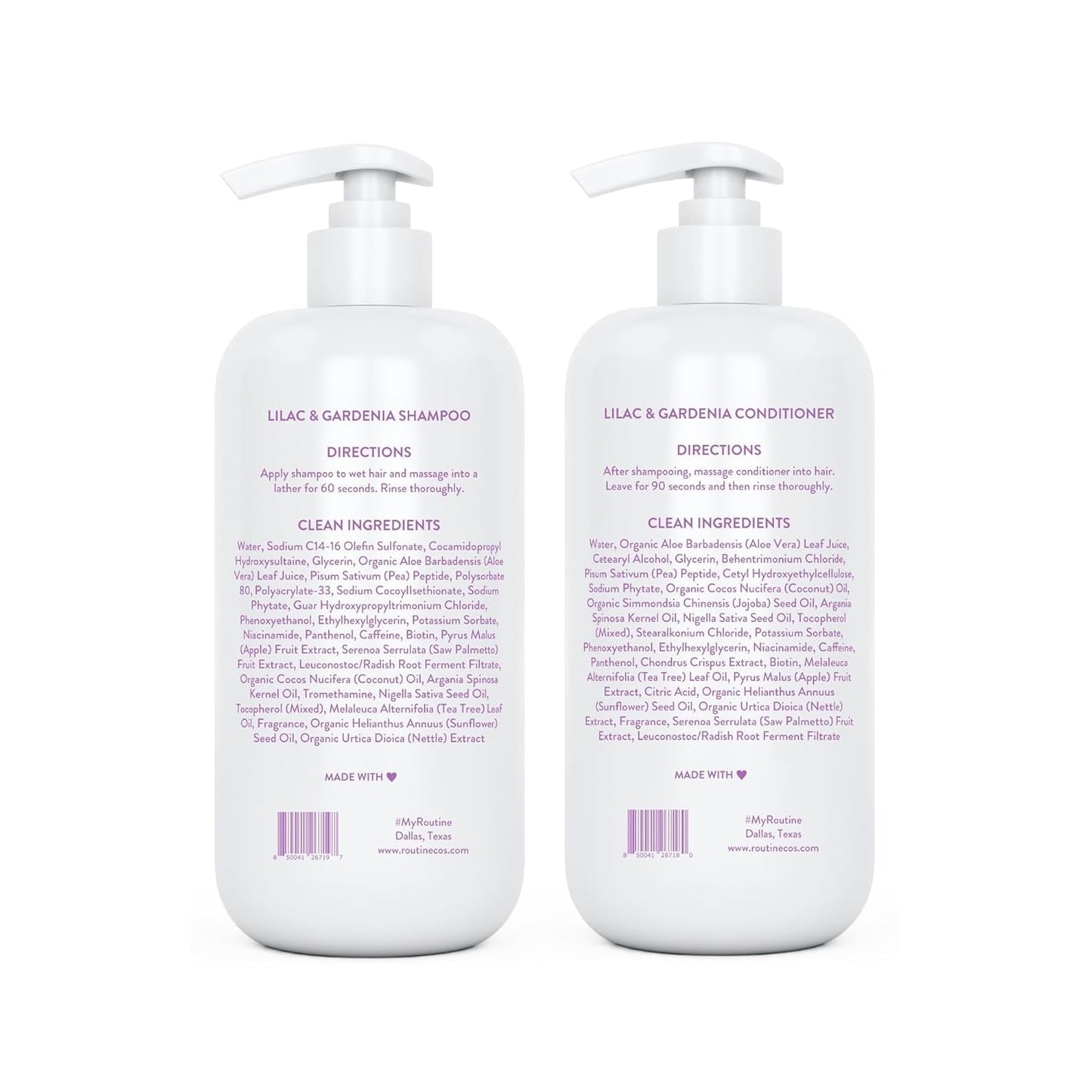 Anti-Thinning Shampoo and Conditioner Set for Thinning Hair - Biotin DHT Blocker Women & Men - Color Safe Shampoo for Hair Loss & Healthier Growth - Lilac & Gardenia (Pack of 2)