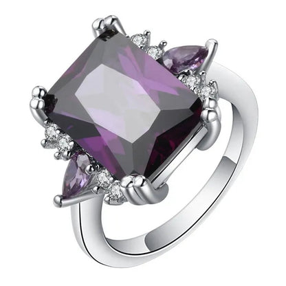 Natural Women Jewelry 12CT Amethyst Wedding Ring Size 5-11