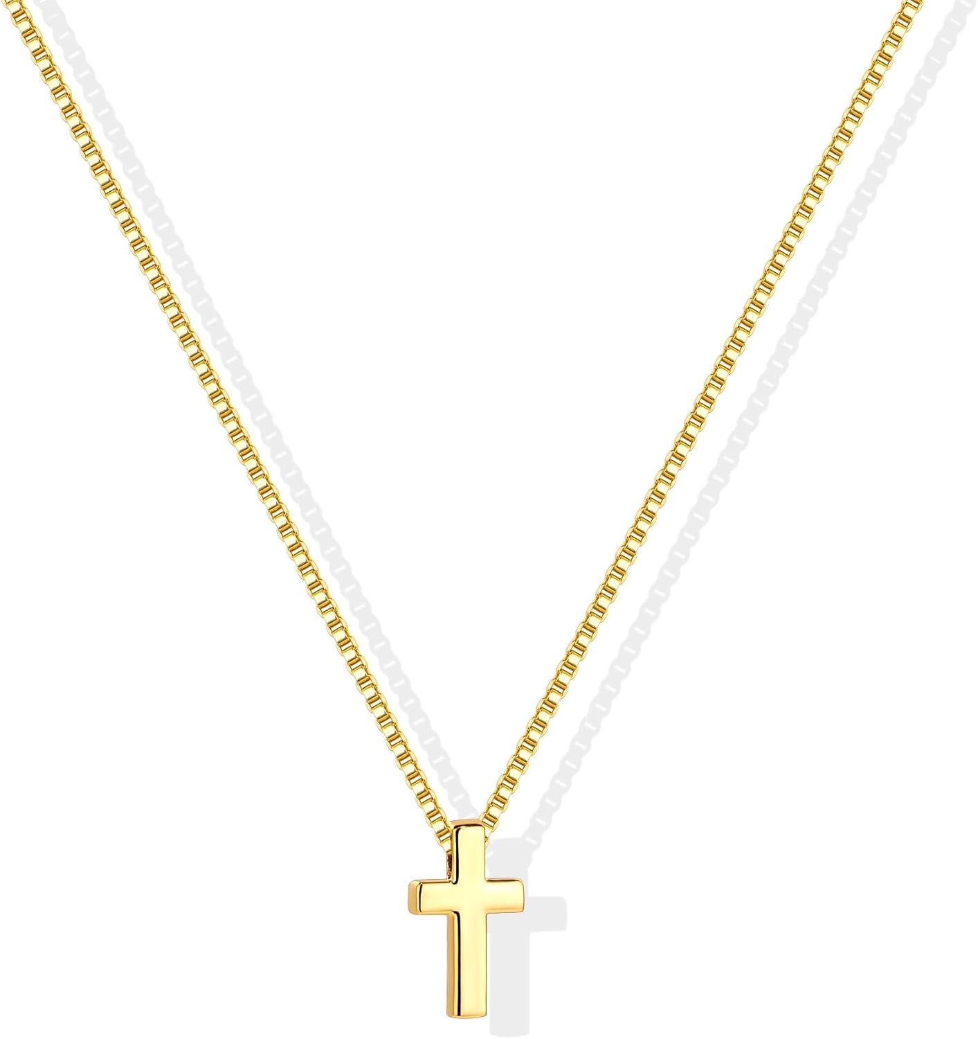 Cross Necklace for Women Girls, Dainty 14K Gold Silver Plated Cross Choker Pendant Jewelry Non Tarnish Waterproof Trendy Cute Simple Small Necklace Easter Christian Baptism Religious Faith Jewelry Gifts