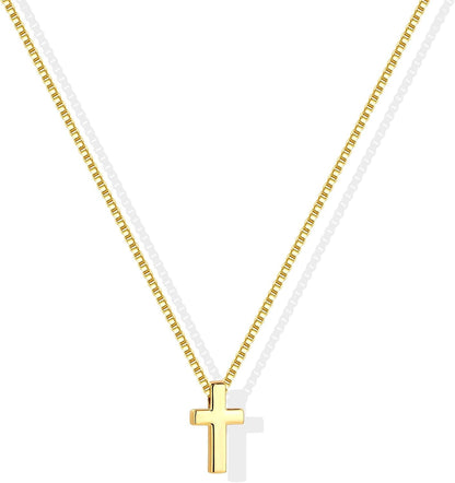 Cross Necklace for Women Girls, Dainty 14K Gold Silver Plated Cross Choker Pendant Jewelry Non Tarnish Waterproof Trendy Cute Simple Small Necklace Easter Christian Baptism Religious Faith Jewelry Gifts