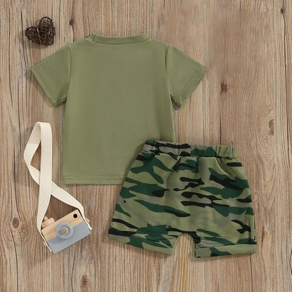Summer Toddler Infant Boy Clothes Short Sleeve T Shirts Tops Camouflage Shorts Set Cute Baby Boy Outfits