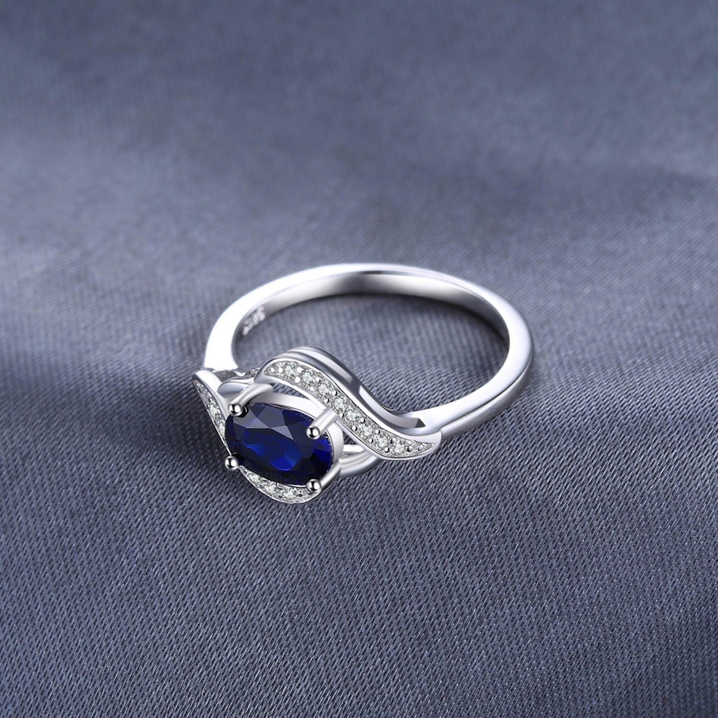 1Ct Oval Created Blue Sapphire Rings for Women, 14K White Yellow Rose Gold Plated 925 Sterling Silver Ring for Girl, Fashion Gemstone Jewelry Sets Promise Rings
