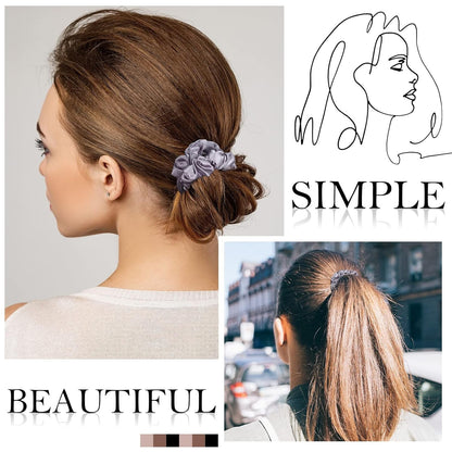 12Pcs Satin Scrunchies, Silver Gray Satin Hair Ties Elastic Hair Bands Ponytail Holder Hair Accessories for Women Girls