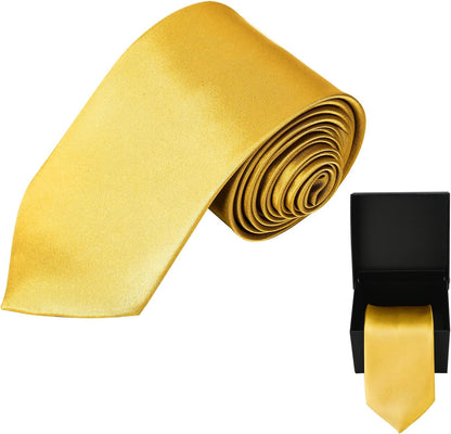 Solid Satin Tie Pure Color Necktie Mens Ties + Gift Box