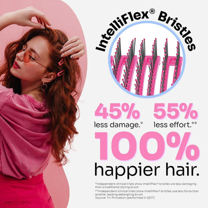 Shower Hair Brush Detangler - Exclusive Ultra-Soft Intelliflex Bristles - Minimizes Pain and Protects against Split Ends and Breakage - Comb for Women, Men, Wet & Dry Hair - Pink Glitter
