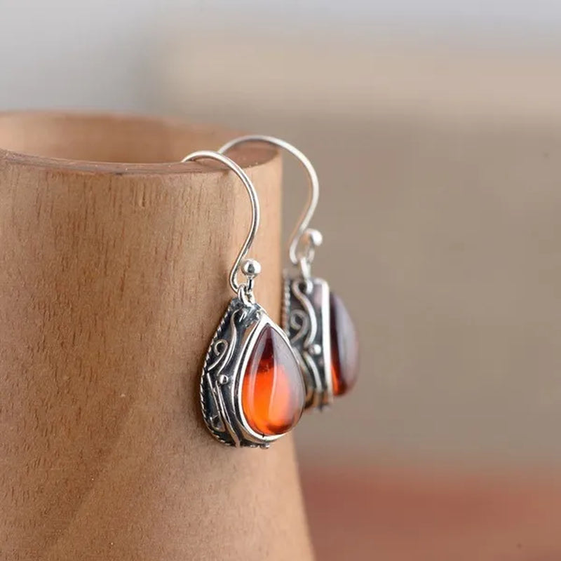 Fashion 925 Sterling Silver Earrings Emerald Ruby Gemstone Crystal Heart Hook Earrings Drop Dangle Earrings for Women Jewelry