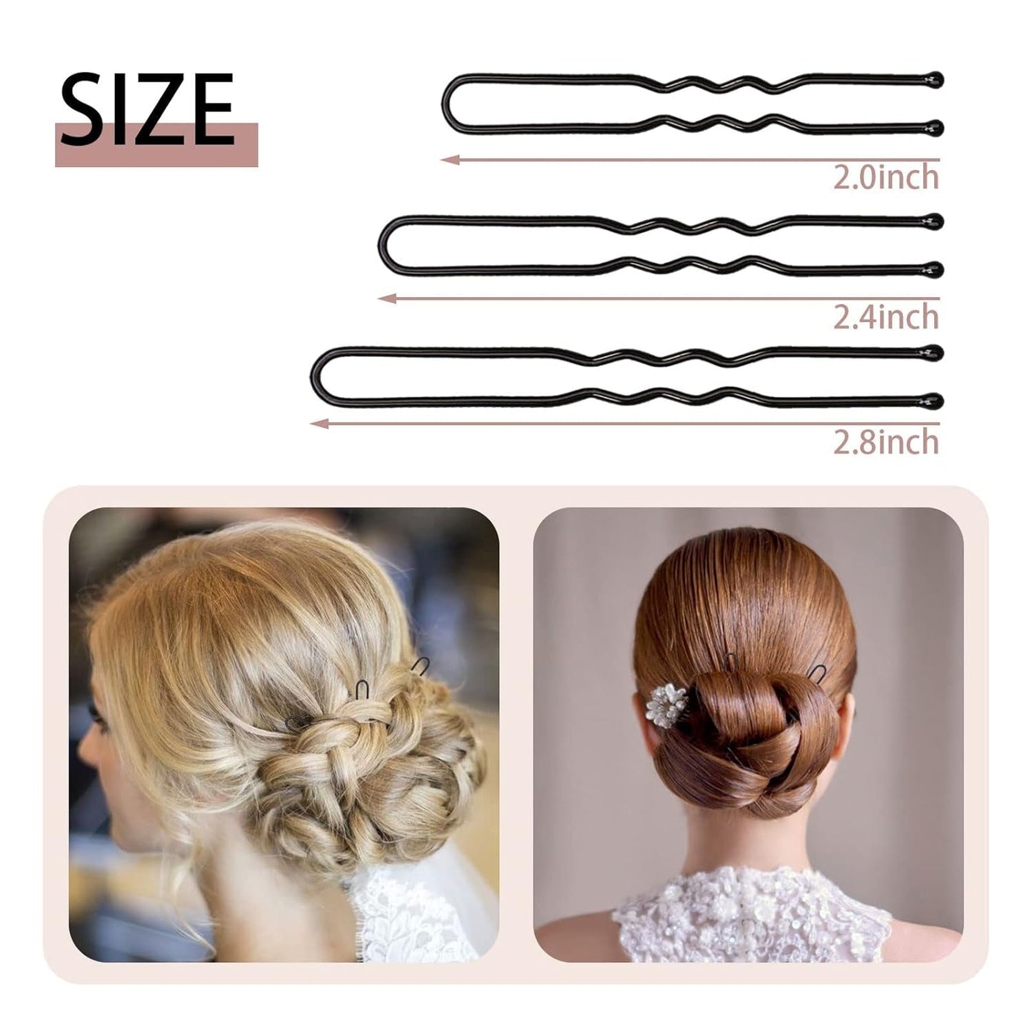 U Shaped Hair Pins for Buns, 100 PCS 2.8" Hair Pins for Women Hair Styling with Thick Hair