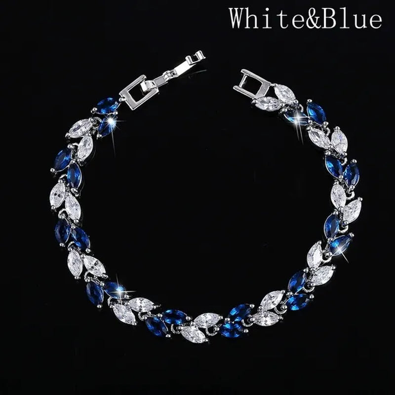 Trendy 2019 Cubic Zirconia Jewelry 925 Silver Leaf Charm CZ Crystal Female Bracelets Bangles for Women