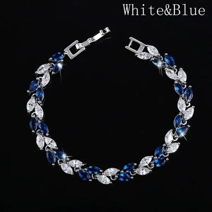 Trendy 2019 Cubic Zirconia Jewelry 925 Silver Leaf Charm CZ Crystal Female Bracelets Bangles for Women