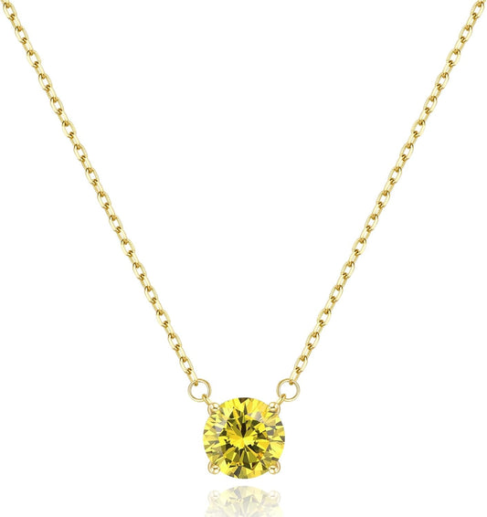 Gifts for Her Birthstone Necklace for Women, 2 Carat Dainty Silver Necklace for Women, Christmas Gift Birthday Gift Mother'S Day Gifts for Mom Wife Her