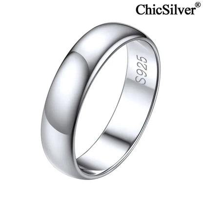 ChicSilver 5mm 925 Sterling Silver Ring Classic Eternity Wedding Band Comfort Fit for Men Women High Polished