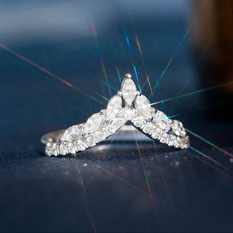Unique Design Fashion Ring Marquise Cut Rings for Women Jewelry Beautiful Female Bride Engagement Wedding Band Party Accessories Anniversary Gift - WORLD TIME VISITS