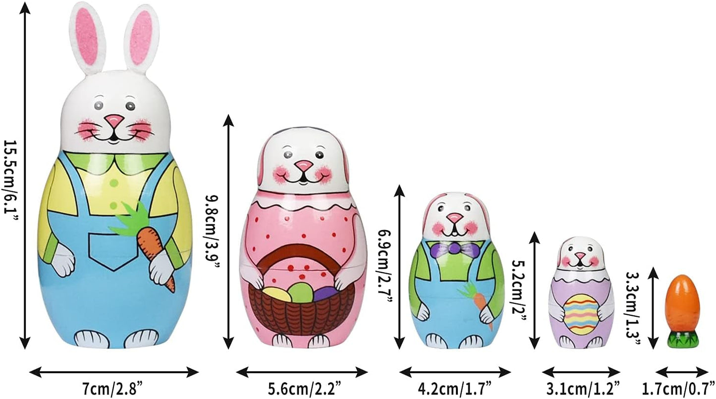 Nesting Dolls Russian Matryoshka Wood Stacking Nested Set for Kids Handmade Toys for Children Kids Christmas Birthday Decoration Halloween Wishing Gift - WORLD TIME VISITS