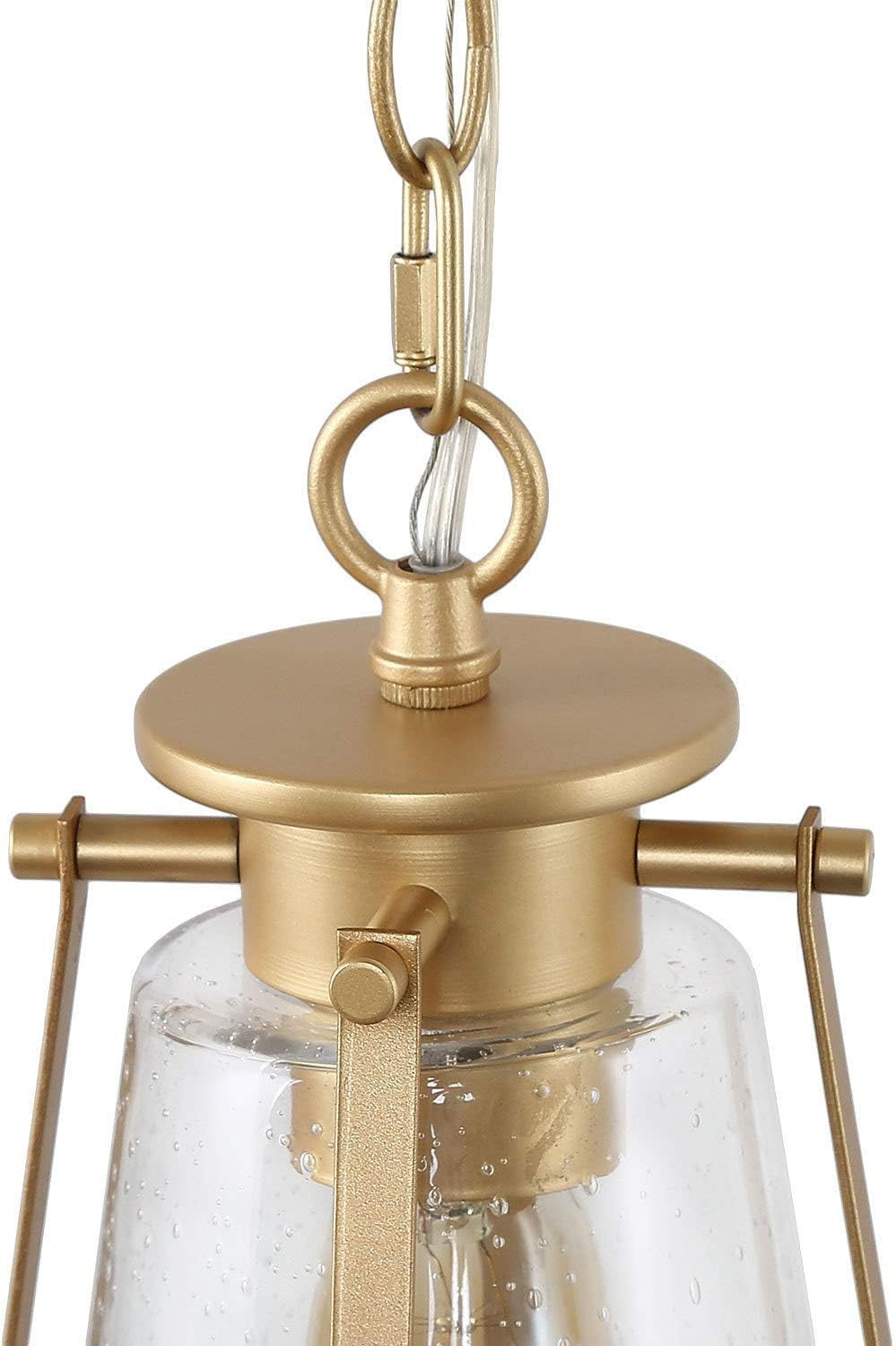 Gold Pendant Lighting for Kitchen Island, Hanging Brass Light Fixtures with Seeded Glass for Dining Room, Foyer