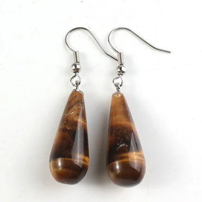 10pairs Teardrop Shaped Stone Ear Hook Dangle Earring Natural Amethysts Rose Quartzs Water Drop Earrings Anniversary Jewelry Gift