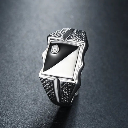 Men Exquiste 925 Sterling Silver Black and White Diamond Rings
