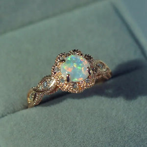 Gorgeous 14K Solid Gold Ring Rare Beautiful Fire Opal Diamond Jewelry Birthday Anniversary Gift Promise Cocktail Engagement Rings Wedding Band for Women Size 6 - 10