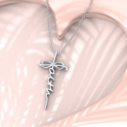 Diamond Faith Cross Necklace for Women 925 Sterling Silver Infinity Faith Pendant with Lab Grown Diamond Jewelry Gifts for Her