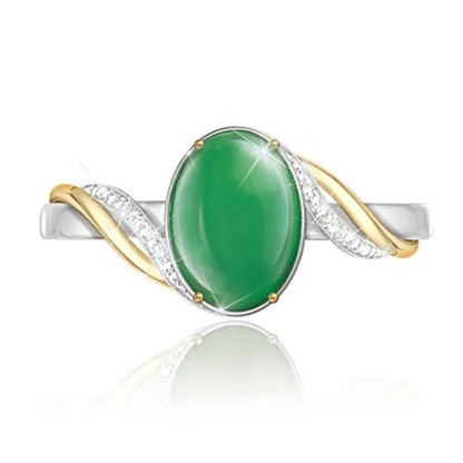 Exquisite Empress Burma Burma Jade 925 Sterling Silver Ring Green Jade Gemstone Ring Bright Diamond Simple Ring, Elegant and Fashionable Ladies Jewelry Accessories Anniversary, Gift for Wife, Mother, Daughter, Friend - WORLD TIME VISITS