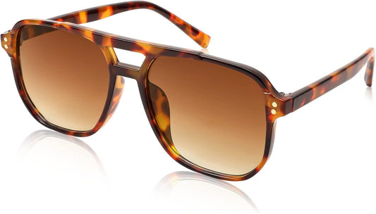 Retro Square Aviator Sunglasses Women Men 70S Vintage Trendy Plastic Frame Sun Glasses B2835 - WORLD TIME VISITS