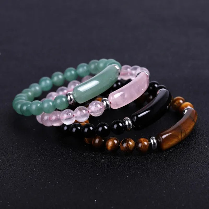 1pc 8MM Healing Stone Bracelets,Amethyst Gemstone Charm Stretch Bracelet,Aventurine Jade Stretch Bracelet,Tiger Eye Yellow Topaz Obsidian Beads Crystal Energy Charm Bracelet,Handmade Jewelry for Women