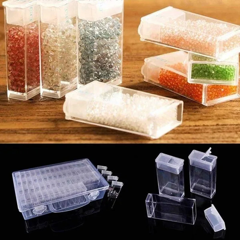 64 Slots Diamond Embroidery Diamond Painting Tool Transparent Plastic Storage Box - WORLD TIME VISITS