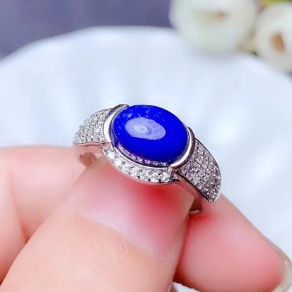 CoLife Jewelry 925 Silver Lapis Lazuli Ring for Daily Wear 7mm*9mm Natural Lapis Lazuli Ring Fashion Silver Gemstone Ring