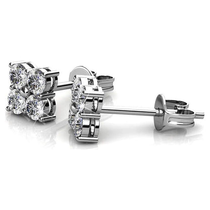 Rae 18K White Gold Plated Silver Stud Earrings with Swarovski Crystals | round Cut Crystal Earring Set for Women