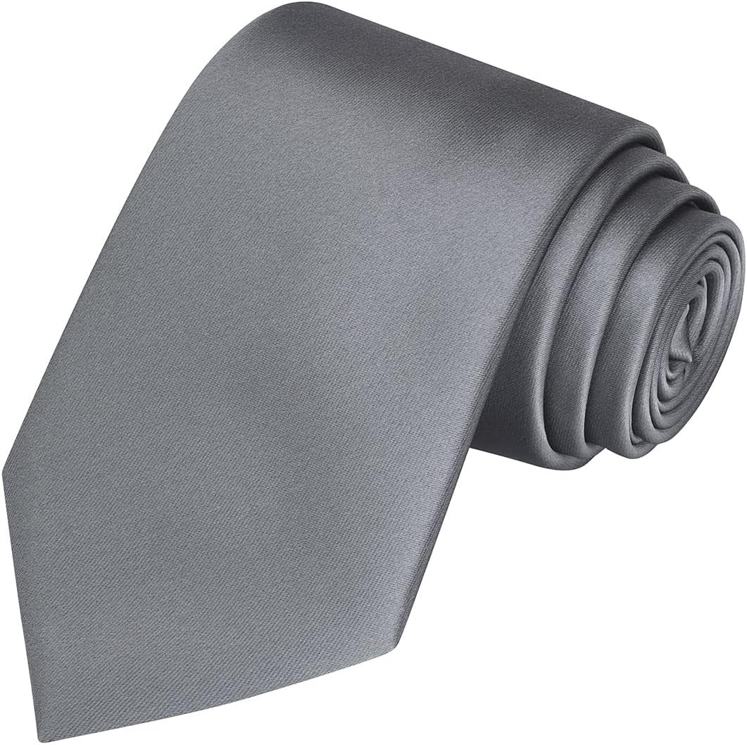 Satin Tie Set Solid Ties Mens Necktie + Pocket Square