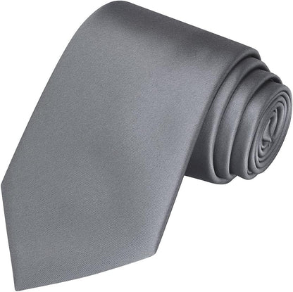 Satin Tie Set Solid Ties Mens Necktie + Pocket Square