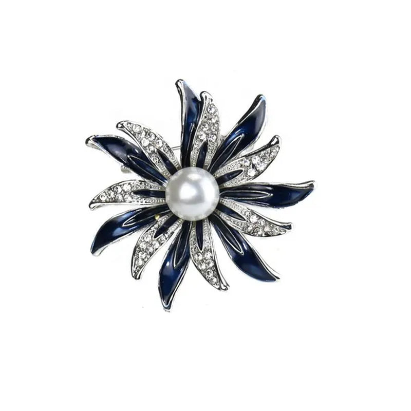Korean Diamond Enamel Sun Flower Brooch for Woman Scarves Buckle Brooches Party