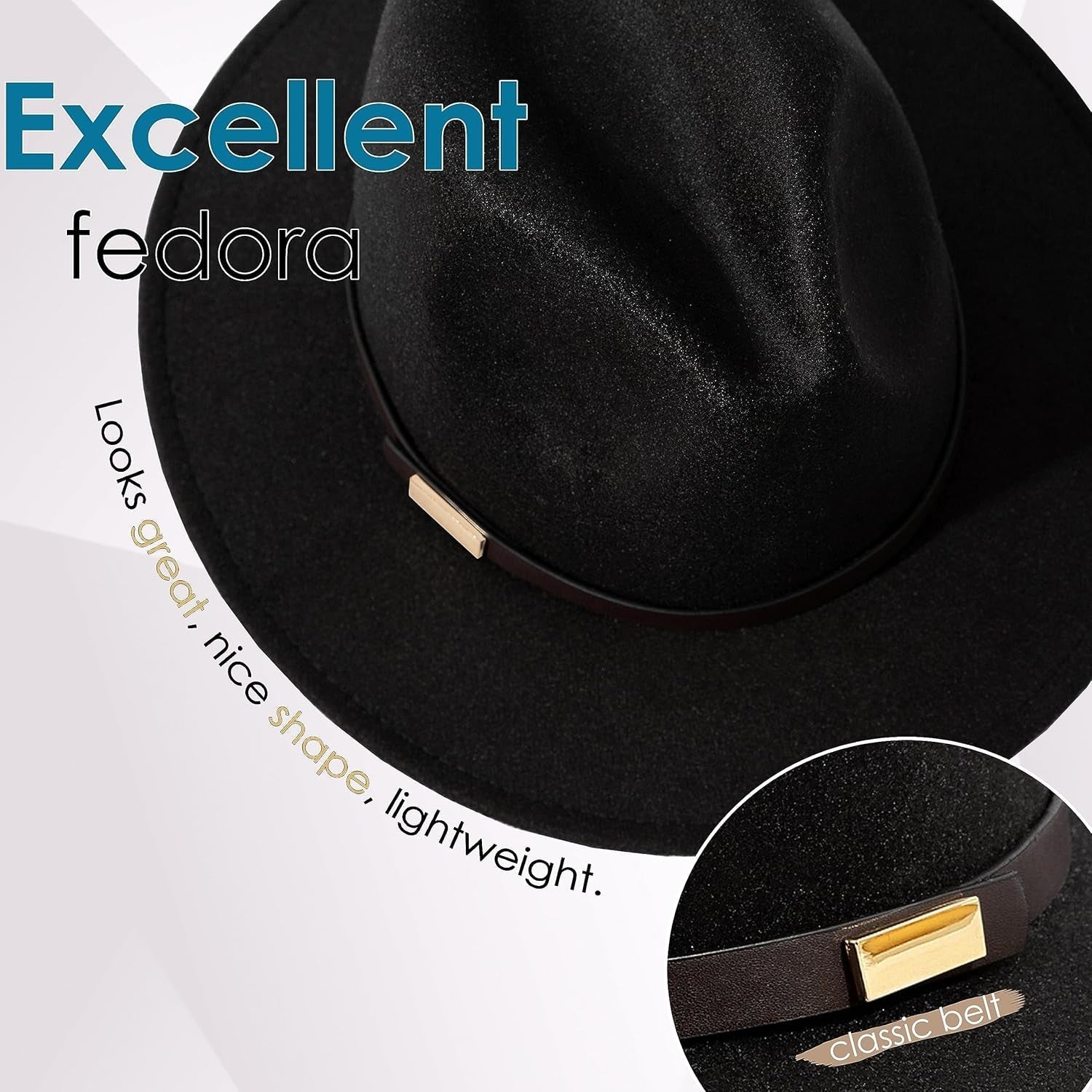 Fedora Hats for Men Wide Brim Panama Hat with Classic Belt - WORLD TIME VISITS
