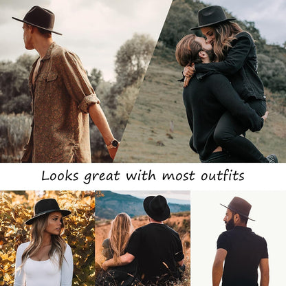 Fedora Hats for Men Wide Brim Panama Hat with Classic Belt
