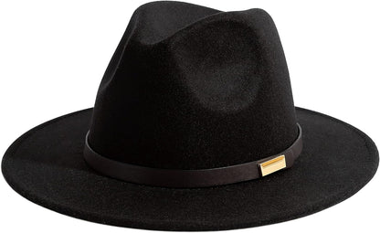 Fedora Hats for Men Wide Brim Panama Hat with Classic Belt - WORLD TIME VISITS