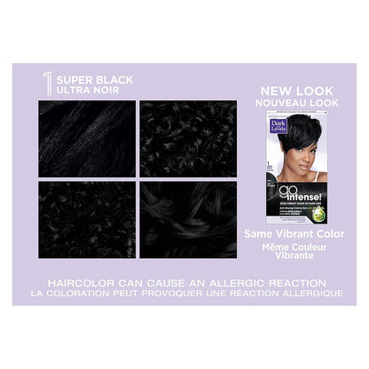 Dark and Lovely Ultra Vibrant Permanent Hair Color Go Intense Hair Dye for Dark Hair with Olive Oil for Shine and Softness, Super Black