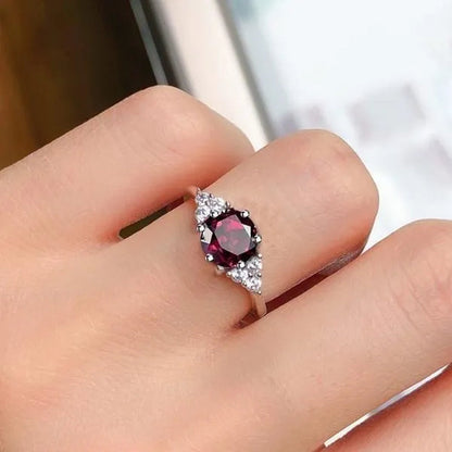 Red Ruby Jewelry Palace Natural Garnet Halo Engagement Ring Sterling Sliver Jewelry for Women